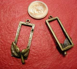 2pc antique bronze rectangle leaf pendant 3361  