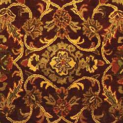Handmade Taj Mahal Burgundy/ Gold Wool Rug (83 x 11)  Overstock