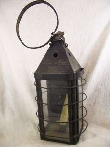 Antique Tin & Glass Candle Lantern  