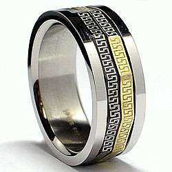    color Stainless Steel Greek Key Spinner Band (8 mm)  