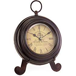 Iron Argento Brown Desk Clock  