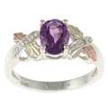 Black Hills Gold over Sterling Silver Amethyst and Diamond Accent Ring