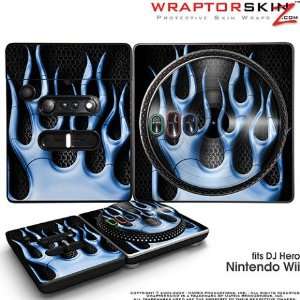DJ Hero Skin Metal Flames Blue fits Nintendo Wii DJ Heros (DJ HERO NOT 