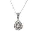 Sterling Silver Diamond Accent Oval Vintage Design Necklace 