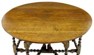 19TH CENTURY BARLEY TWIST OAK GATE LEG TABLE SEATS 8  