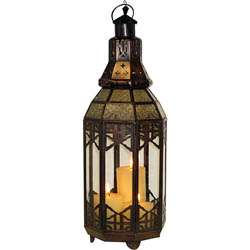 Clear Etched Glass and Metal Lantern  Overstock
