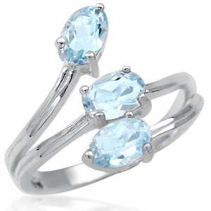 Stone Natural Garnet or Blue Topaz 925 Sterling Silver Ring  