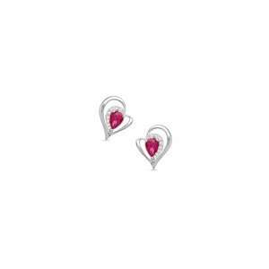 ZALES Pear Shaped Ruby and Diamond Accent Heart Stud Earrings in 