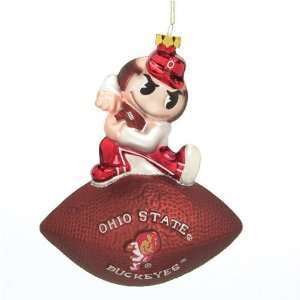 Ohio State Buckeyes NFL Blown Glass Football Holiday Tree 