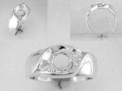 Round Mens Ring Setting Sterling Silver  