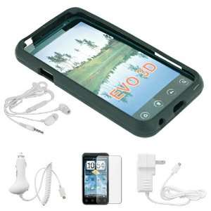   and Home Wall Charger + Earphone headset w/mic for Sprint HTC EVO 3D