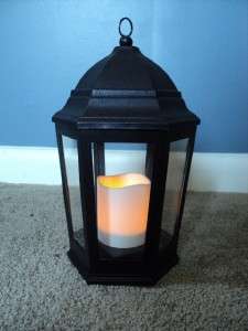  Battery Operated 11Lantern w/Flameless Candle. Textured Bronze  