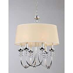 Fabric Shade Crystal Decorated 6 light Pendant Chandelier   