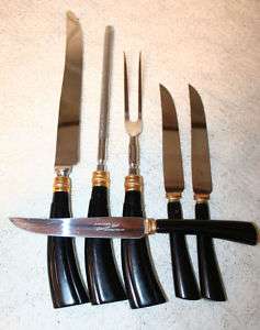 Nice CROWN CREST Carving Set ~ Sharpener, Knives & Fork  