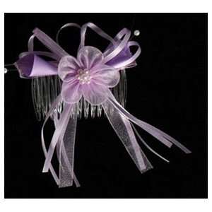  Baby, Toddler or Young Girls Lilac Ribbon Bow with Sheer 