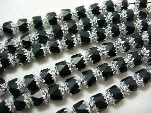 25 Black/Silver Cathedral Czech Glass 8mm beads  