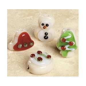  4   Christmas Sugar Cookie Lampwork Glass Bead Mix Arts 