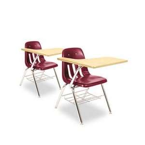 9700 Series Chair Desk, 18 3/4w x 31d x 30 1/2h, Fusion Maple/Wine, 2 