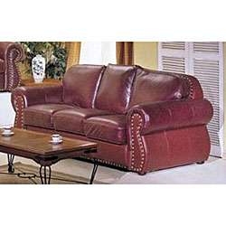 San Joaquin Burgundy Leather Sofa  