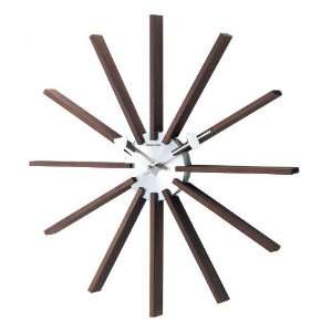 George Nelson Clocks Square Wooden Spindle Wall Clock, Dark Wood 