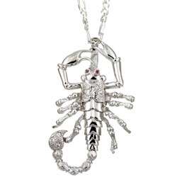 Sterling Silver Mens CZ Scorpion Necklace  