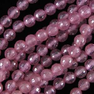  8mm faceted CZ cubic zirconia round beads 7 pink