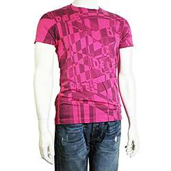 Diesel Mens Pink Geometric Print T shirt  Overstock