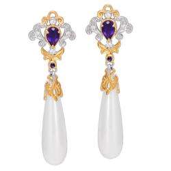   Valitutti Silver Sapphire and Amethyst Earrings  