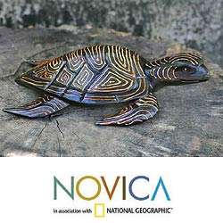 Wood Sea Turtle Statuette (Indonesia)  