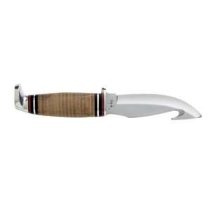   Gut Hook Hunter with Stainless Steel Fixed Blade and Leather Handle