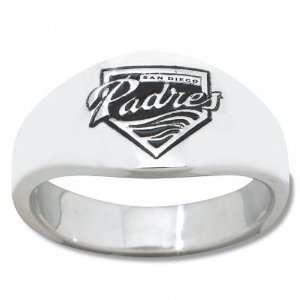 San Diego Padres Mens Sterling Silver Cigar Band Ring  