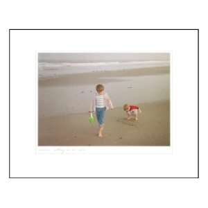  Brothers Walking on the Beach framed giclee print 20X16 