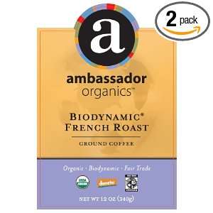 Ambassador Organics Biodynamic French Roast Ground Organic Coffee, 12 