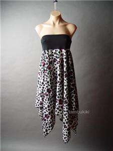 TRAPEZE Leopard Animal Print Handkerchief Hem Dress S  