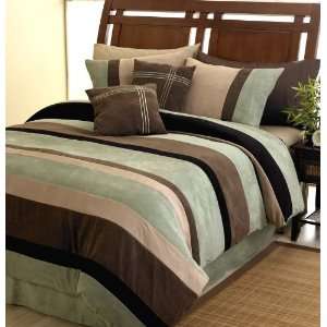   Striped MicroSuede 6 pc Luxury Duvet Cover Bedding Set: Home & Kitchen