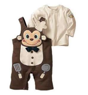 Monkey Design Infant Baby Unisex Clothing Cute 2 Pieces Set 