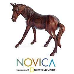 Graceful Horse Wood Sculpture (Indonesia)  