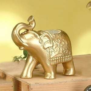  Gold Walking Glass Mosaic Elephant Statue Figurine