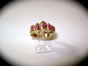 UNIQUE CROWN SHAPE TOURMALINE RING IN 14K YELLOW GOLD, Size 7 BARGAIN 