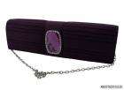 You are viewing a Purple Satin Clutch Chain Handle with Rhinestones 