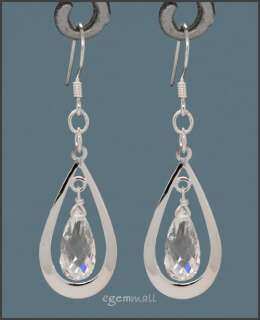Sterling Silver Drop Dangle Chandelier Earrings w/ CZ  