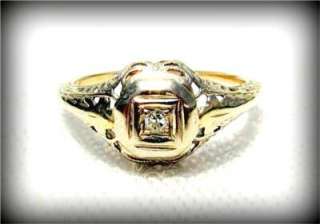 BEAUTIFUL!! 1920s Art Deco MINE CUT 14k White Gold FILIGREE DIAMOND 