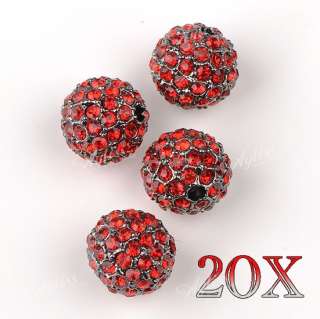 20pcs 10mm Mix Crystal Round Ball Loose Beads Fit Mens Hip Hop 