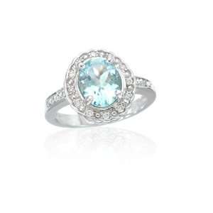  1.89 Ct Oval Aquamarine Solid 14K White Gold Ring Jewelry