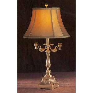    Solid Brass With Twin Candle Holders Table Lamp: Home Improvement