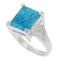 Sterling Silver Blue Opal Ring  Overstock