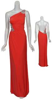 MIGNON Luxe Coral Rhinestone Evening Gown Dress 8 NEW  