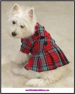 ESC NWT RED PLAID PLEATED DOG BUTTON JUMPER DRESS ~ XS  