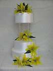 Silk Floral Yellow Lilies Wedding Cake Topper & 6 extra items TOTAL7 