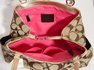 NEW COACH Khaki Gold Hobo Tote Handbag Bag Purse Large  
